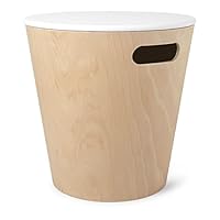 Amazon｜umbra WOODROW 収納スツール ホワイト/ナチュラル 持ち手付き